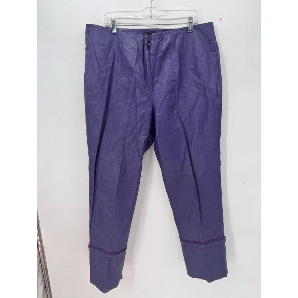 Vintage Metrostyle Purple Genuine Leather Pants Size 20 Zip Off Convertible Y2K